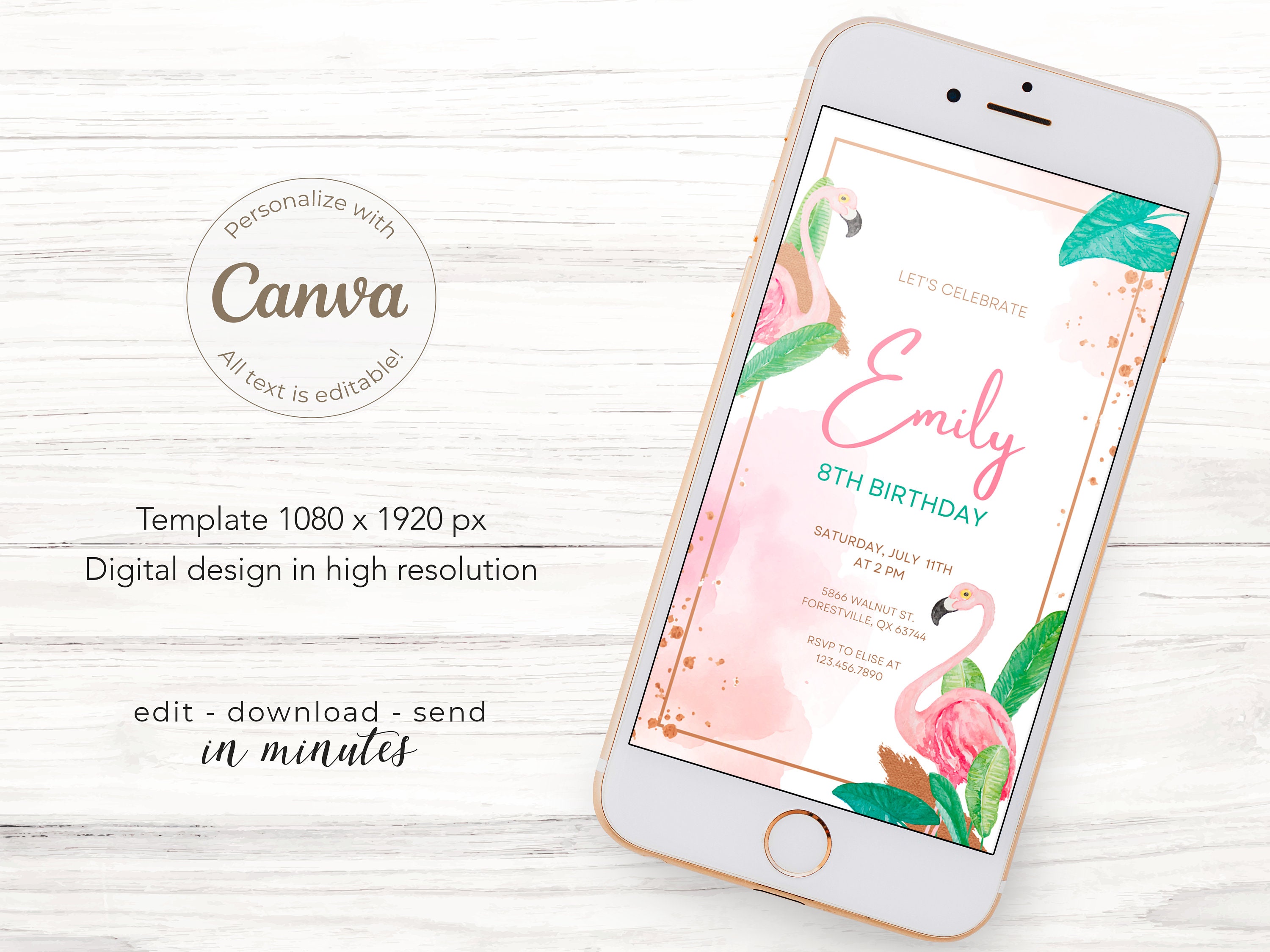 Flamingo Birthday Invitation Flamingo Invitation Flamingo Invite Pink Flamingo Party Invite Editable Flamingo Invitation