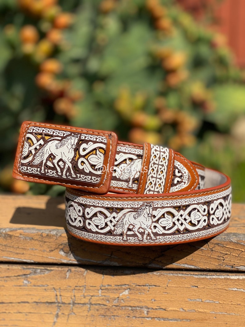 Authentic Genuine Leather Mexican Belt Etsy