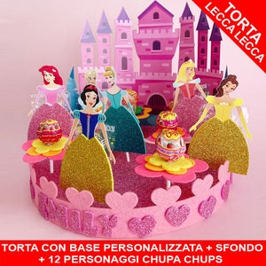 Torta Lecca Lecca Tema: Principesse Disney  - Personalizzata Nome e Anno - compleanno