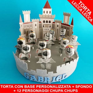 Torta Lecca Lecca - Tema Cavalieri  - Personalizzata Nome e Anno - compleanno