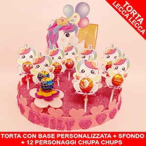 Torta Lecca Lecca - Primo Compleanno tema Unicorni  - Personalizzata Nome e Anno - compleanno
