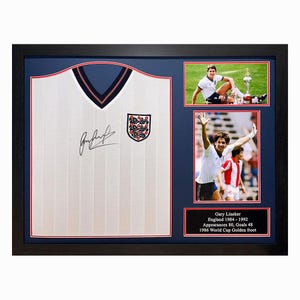 Gary Lineker Signed and Framed England Shirt with COA & photo proof