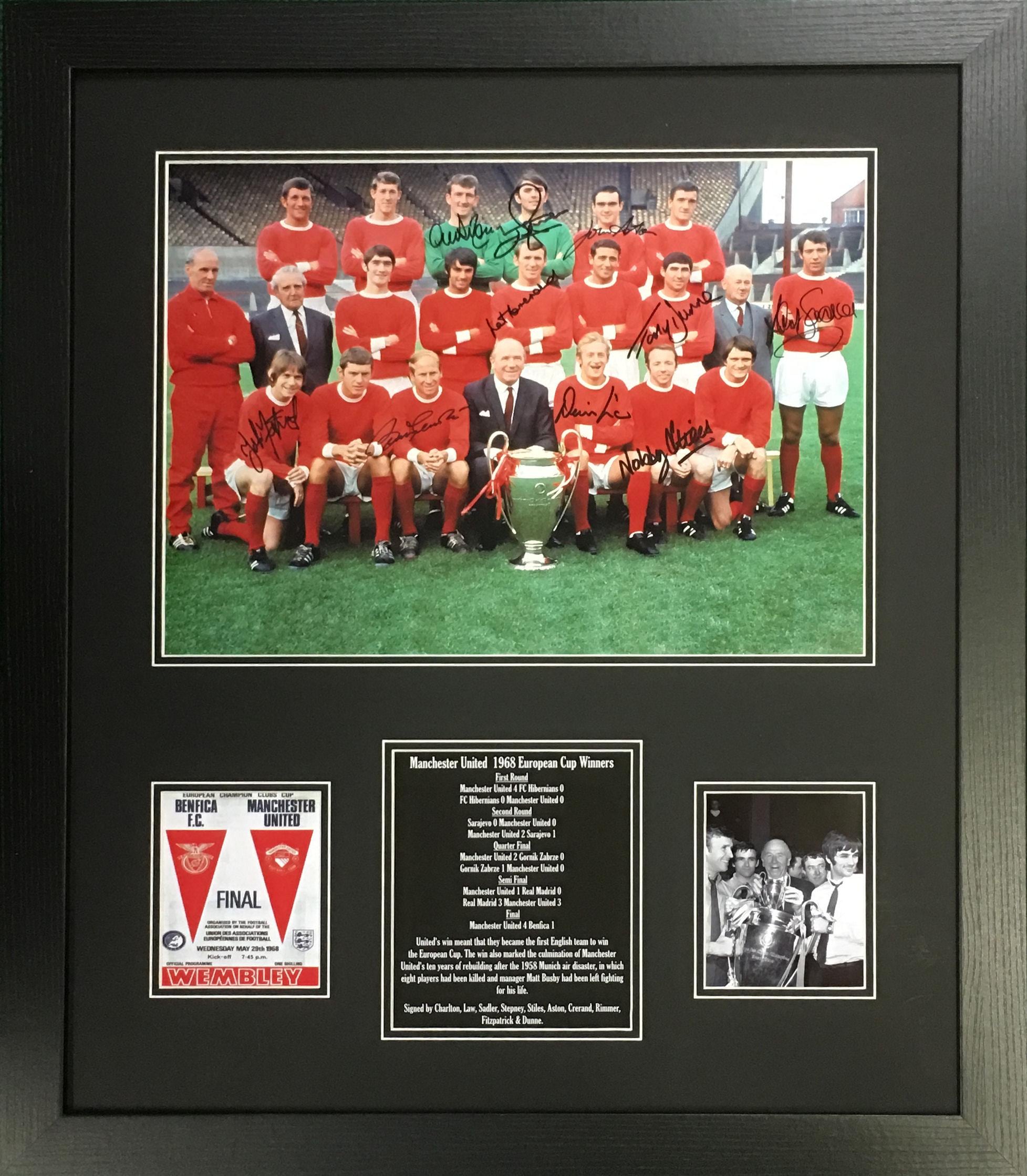 Framed Manchester United 1968 Home Football Shirt Signed By 10 With Charlton Coa - View #12