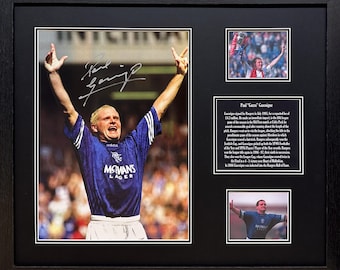 Paul Gascoigne Signed and Framed Rangers photograph with COA & photo proof