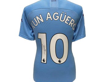 Sergio Aguero Signed  Manchester City Shirt with COA & photo proof
