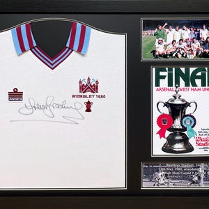 Sir Trevor Brooking Signed and Framed West Ham United Shirt with COA & photo proof
