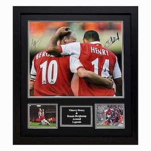 Thierry Henry and Dennis Bergkamp  Signed and Framed Arsenal photograph with COA & photo proof