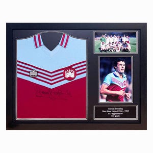 Sir Trevor Brooking Signed and Framed West Ham United Shirt with COA & photo proof