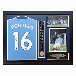Rodri signiertes und gerahmtes Trikot von Manchester City mit COA und Fotobeweis