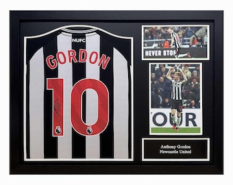 Anthony Gordon Signed and Framed Newcastle United Shirt with COA & photo proof
