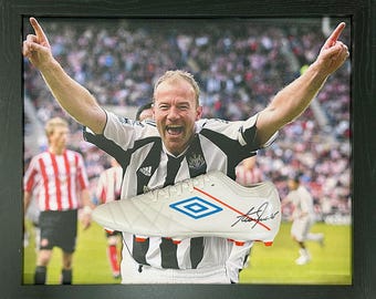 Alan Shearer Signed and Framed Newcastle United Boot with COA & photo proof