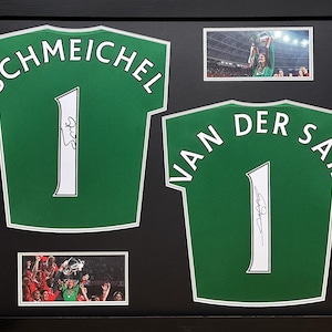 Edwin Van Der Sar en Peter Schmeichel ondertekende en ingelijste Manchester United-shirts met COA en fotobewijs