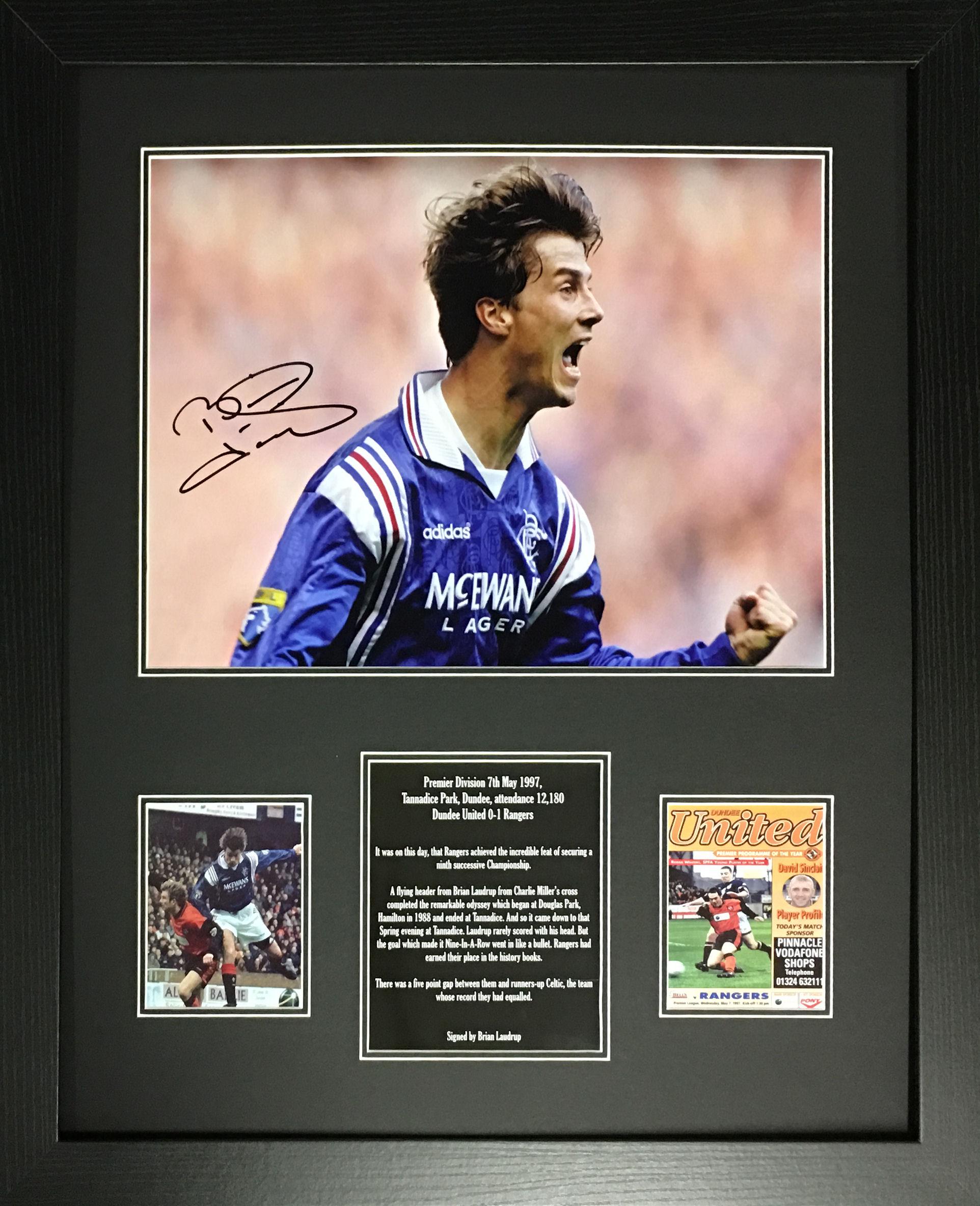 Brian Laudrup Signed and Framed Rangers Photograph With COA