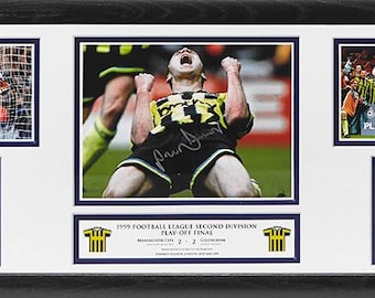 Guión gráfico del Manchester City firmado y enmarcado por Paul Dickov con certificado de autenticidad y prueba fotográfica