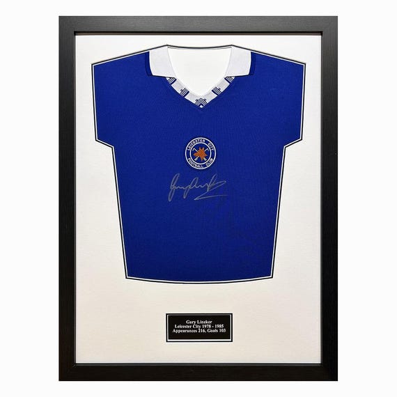 ギャリー・リネカーのサイン入り額入りレスター・シティ・シャツ（COA