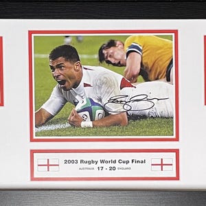 Jason Robinson Signed and Framed England Rugby storyboard with COA & photo proof