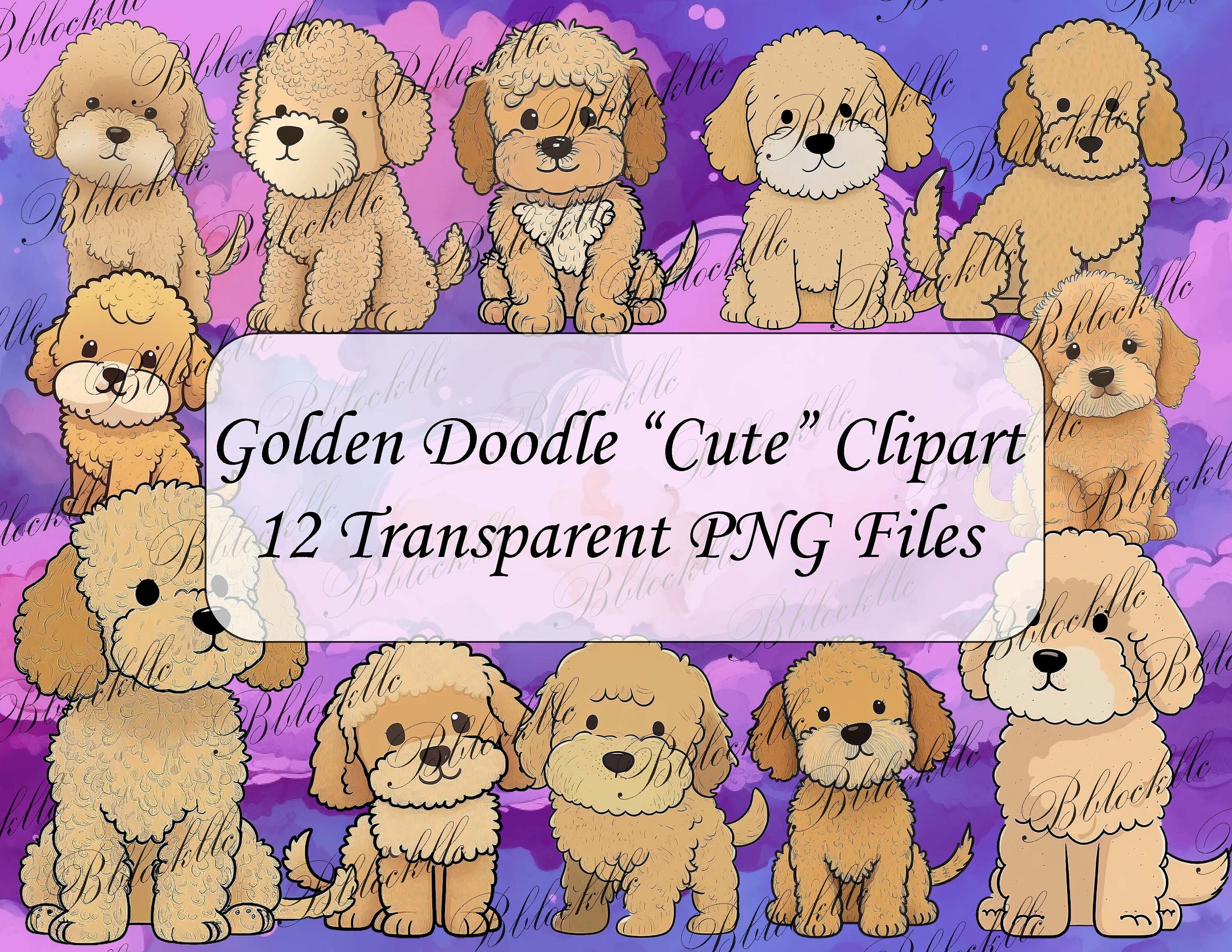 Golden Doodle Clipart 12 Pngs of Adorable Toon Cute Golden Doodles Etsy