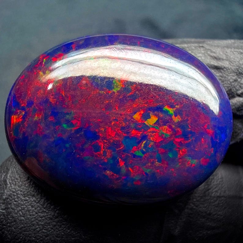 Ethiopian Fire Black Natural Opal cabochon gemstone for jewelry making 30.25 Ct 29x23x8 MM image 4