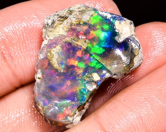 Opal, black fire opal rough, ethiopian opal raw gemstone, 13.85 Ct. natural ethiopian fire opal rough loose gemstone 25x20x7 mm