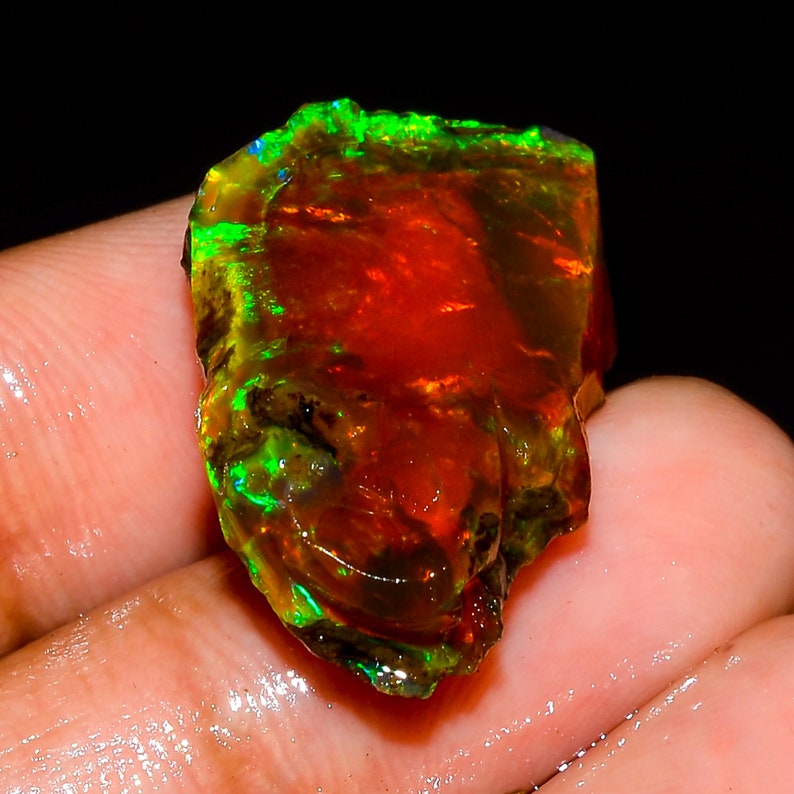 Opal, fire opal rough, ethiopian opal raw gemstone, 16.00 Cts. 100% Natural Amazing Ethiopian Opal 24X15X7 MM Rough Loose Gemstone image 2