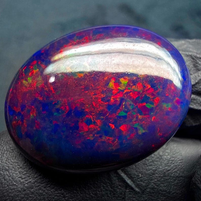 Ethiopian Fire Black Natural Opal cabochon gemstone for jewelry making 30.25 Ct 29x23x8 MM image 7