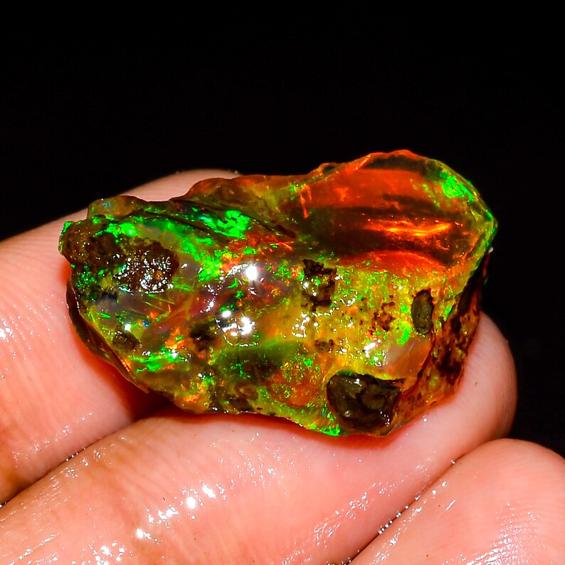 Opal, fire opal rough, ethiopian opal raw gemstone, 16.00 Cts. 100% Natural Amazing Ethiopian Opal 24X15X7 MM Rough Loose Gemstone image 1