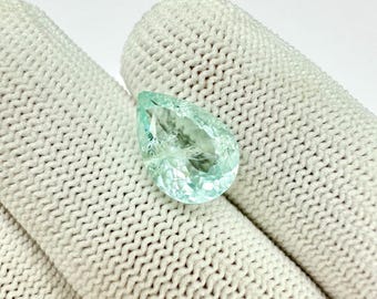 Faceted Pear Aquamarine Gemstone, 3.35 Ct, Loose Aqua Gem  13x9x6 mm