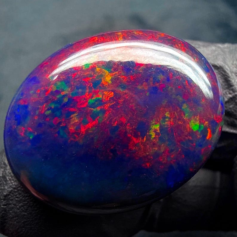 Ethiopian Fire Black Natural Opal cabochon gemstone for jewelry making 30.25 Ct 29x23x8 MM image 9