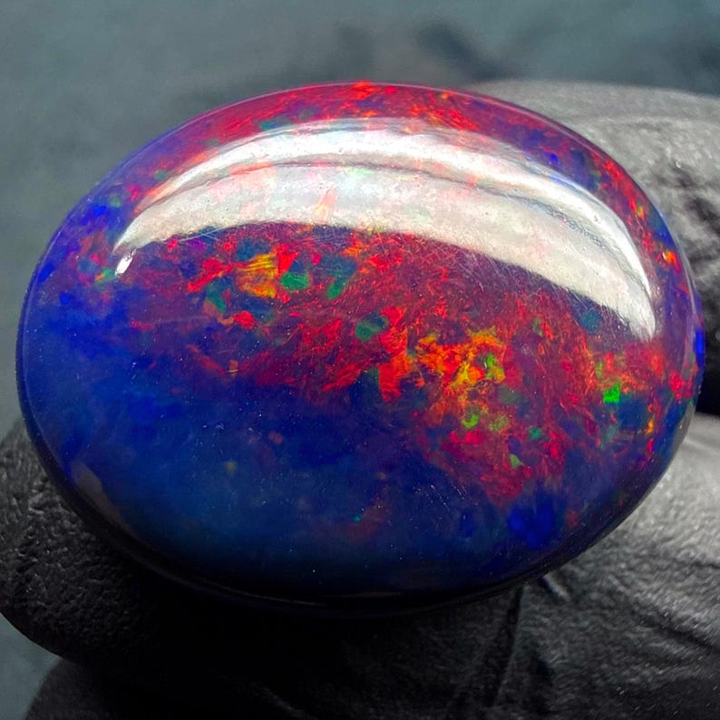 Ethiopian Fire Black Natural Opal cabochon gemstone for jewelry making 30.25 Ct 29x23x8 MM image 3