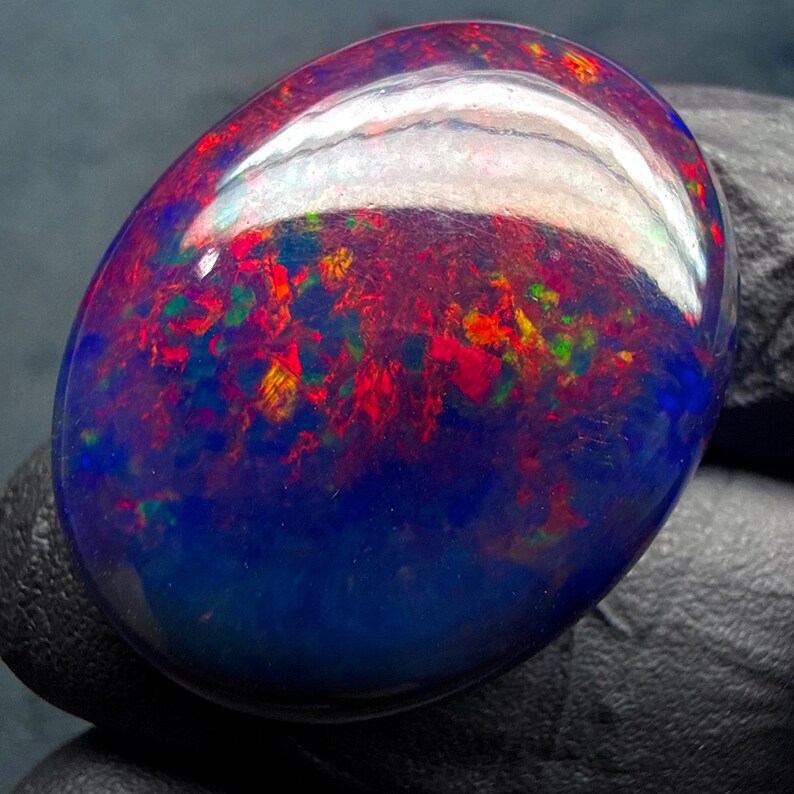 Ethiopian Fire Black Natural Opal cabochon gemstone for jewelry making 30.25 Ct 29x23x8 MM image 2
