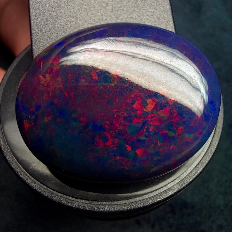 Ethiopian Fire Black Natural Opal cabochon gemstone for jewelry making 30.25 Ct 29x23x8 MM image 10