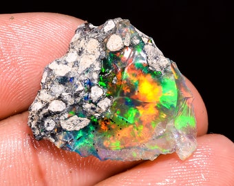 Opal, black fire opal rough, ethiopian opal raw gemstone, 10.55 Ct. natural ethiopian fire opal rough loose gemstone 23x21x8 mm