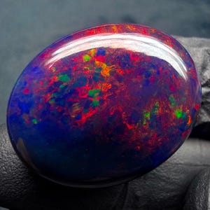 Ethiopian Fire Black Natural Opal cabochon gemstone for jewelry making 30.25 Ct 29x23x8 MM image 6