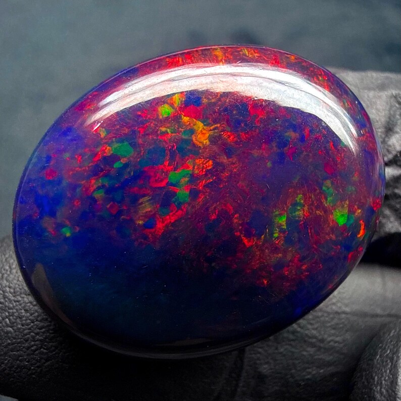 Ethiopian Fire Black Natural Opal cabochon gemstone for jewelry making 30.25 Ct 29x23x8 MM image 6
