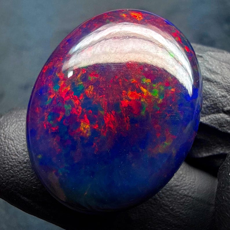 Ethiopian Fire Black Natural Opal cabochon gemstone for jewelry making 30.25 Ct 29x23x8 MM image 8