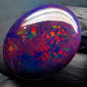 Ethiopian Fire Black Natural Opal cabochon gemstone for jewelry making 30.25 Ct 29x23x8 MM image 5