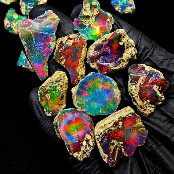 Black dry opal rough 50 Ct. lot, Natural fire cut grade opals for lapidary