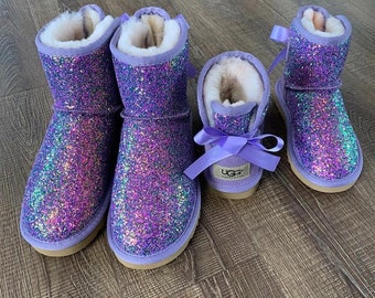 glitter fur boots