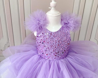 Vestido de niña púrpura, traje de 1er cumpleaños de niña púrpura, sesión de fotos bebé, vestido de fiesta, vestido de graduación, vestido de novia de niña, vestido de desfile de niña