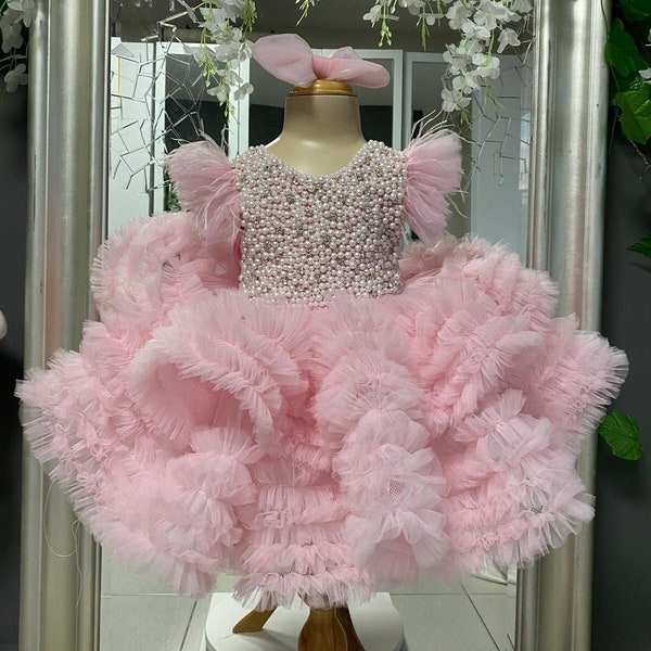 Pink Girl Dress,Pink Baby Girl 1st Birthday Outfit,Photoshoot Baby,Party Dress,Baby Shower Outfit,Girl Wedding Dress,Girl Pageant Dress