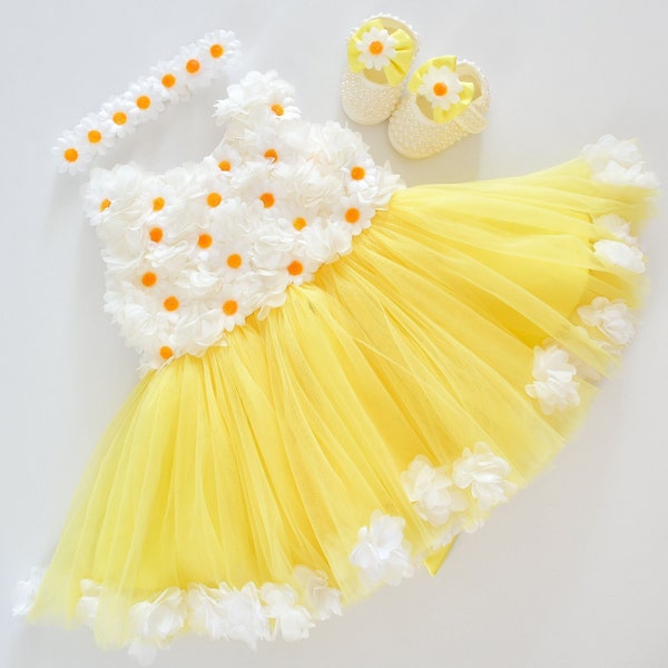 Daisy Baby Dress,Flower Girl Dress,Girl Tutu Dress,Toddler Dress,Birthday Dress,Pageant Dress,Special Occasion Dress,Photo Shoot Dress