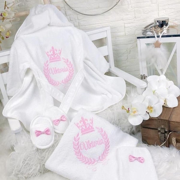 Embroidered Personalized Baby Bathrobe Set-Newborn Gift-Baby Towel-Baby Shower Gift-Name Embroidered Gift-Brithday Gift-Toddler Bath Robe