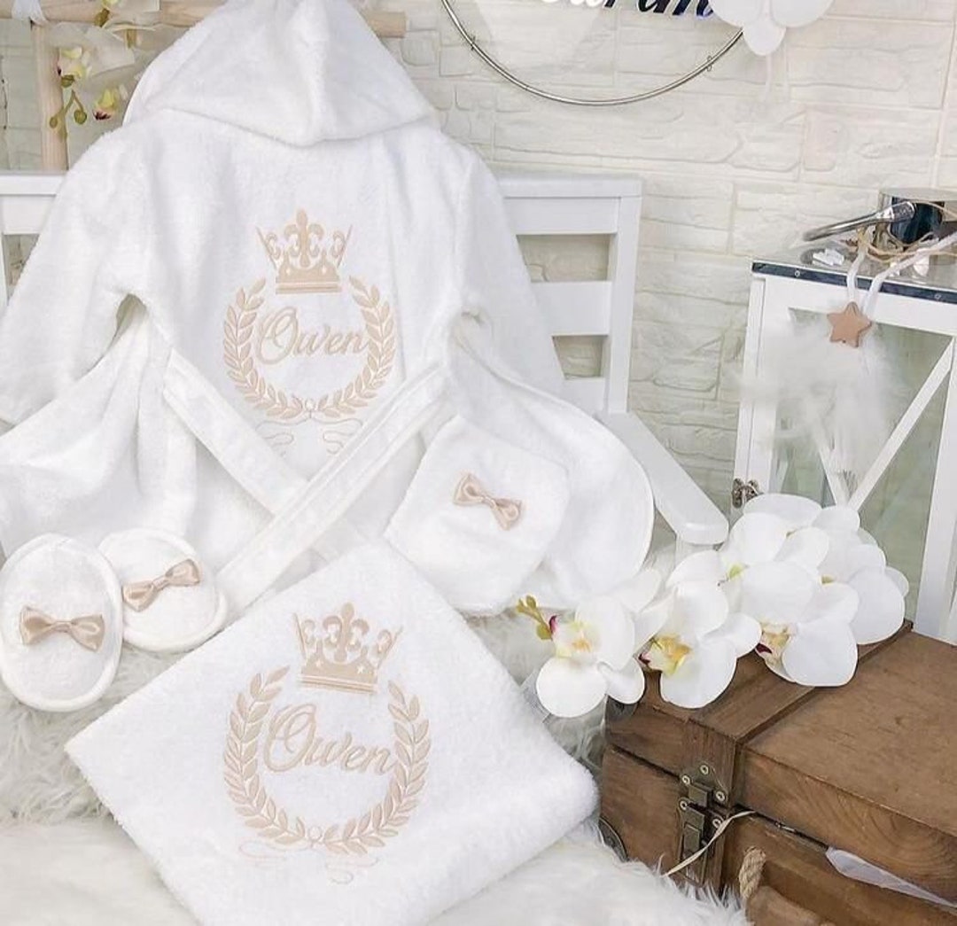 Embroidered Personalized Baby Bathrobe Setnewborn Giftbaby Towelbaby