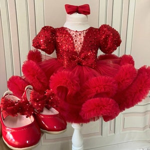 girl red pageant dress