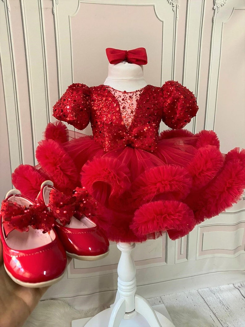 girl red pageant dress