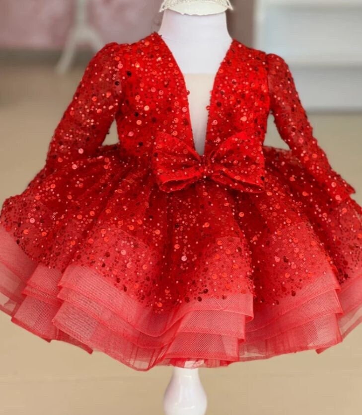 Red frock cheap for baby girl