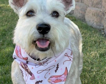 Halloween Dog Bandana | Cowboy Ghost Bandana | Dog Clothes | cowboy boots | Pet scarf Dog bandana