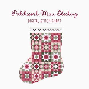 Mini Patchwork Weihnachtsstrumpf Kreuzstichmuster | Urlaub Saisonales Weihnachtshandwerk