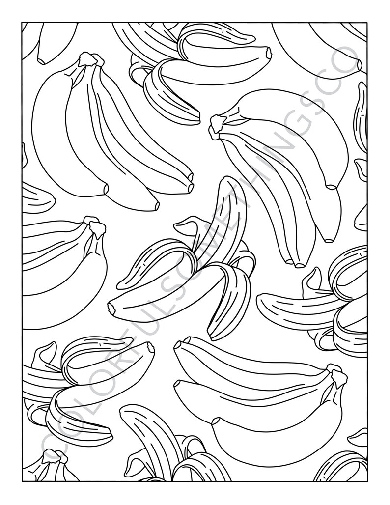Fruit Themed Coloring Pages Pack of 10 Food Digital Download Coloring ...