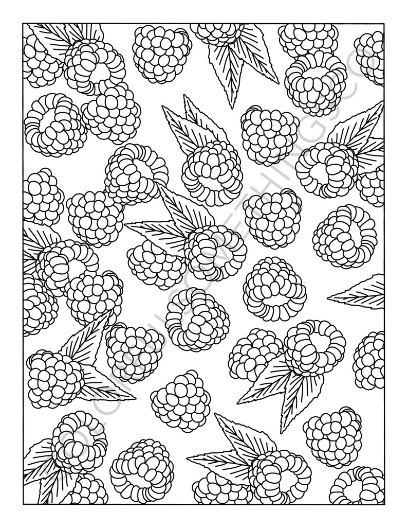 Fruit Themed Coloring Pages Pack of 10 Food Digital Download Coloring ...